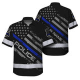 Hi Vis Hawaiian Shirt Reflective Tapes Blue Police Custom Name Safety Workwear