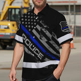 Hi Vis Hawaiian Shirt Reflective Tapes Blue Police Custom Name Safety Workwear