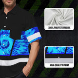 Hi Vis Hawaiian Shirt Reflective Tapes Blue Tie Dye Custom Name Safety Workwear For Workers, Runners, Cyclists