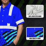 Hi Vis Hawaiian Shirt Reflective Tapes Blue USA Flag Safety Workwear