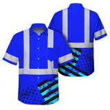 Hi Vis Hawaiian Shirt Reflective Tapes Blue USA Flag Safety Workwear