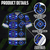 Hi Vis Hawaiian Shirt Reflective Tapes Blue Violet Native Custom Name Safety Workwear For Workers, Truckers, Operators