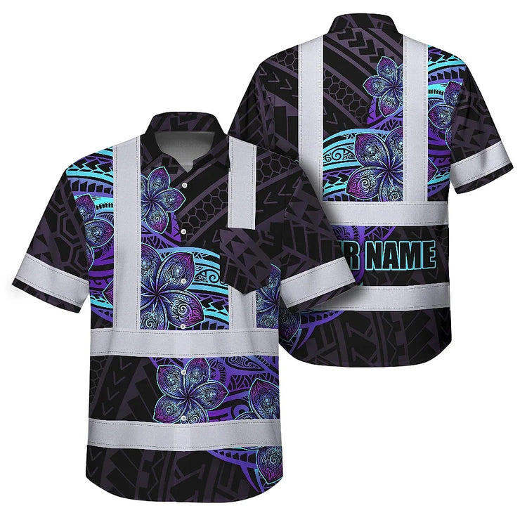Blue Violet Polynesian Hi-Vis Hawaiian Shirt