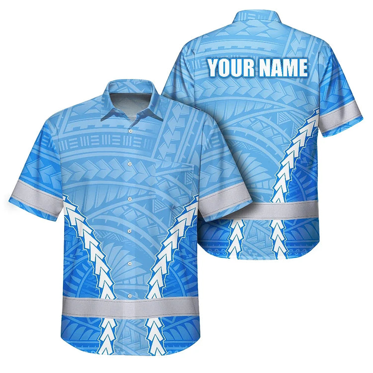 Blue White Neon Hi-Vis Hawaiian Shirt