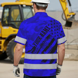 Hi Vis Hawaiian Shirt Reflective Tapes Camo Blue Neon US Flag Custom Name
