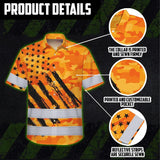 Hi Vis Hawaiian Shirt Reflective Tapes Camo Orange Neon US Flag Custom Name