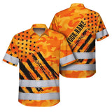 Hi Vis Hawaiian Shirt Reflective Tapes Camo Orange Neon US Flag Custom Name