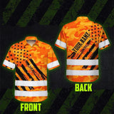 Hi Vis Hawaiian Shirt Reflective Tapes Camo Orange Neon US Flag Custom Name
