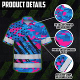 Hi Vis Hawaiian Shirt Reflective Tapes Camo Pink Blue Neon US Flag Custom Name