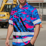 Hi Vis Hawaiian Shirt Reflective Tapes Camo Pink Blue Neon US Flag Custom Name