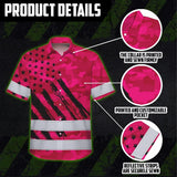 Hi Vis Hawaiian Shirt Reflective Tapes Camo Pink Neon US Flag Custom Name