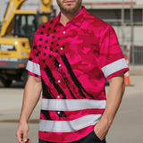 Hi Vis Hawaiian Shirt Reflective Tapes Camo Pink Neon US Flag Custom Name