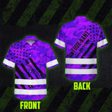 Hi Vis Hawaiian Shirt Reflective Tapes Camo Violet Neon US Flag Custom Name