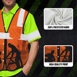 Hi Vis Hawaiian Shirt Reflective Tapes Carpenter Custom Name Safety Workwear