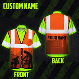 Hi Vis Hawaiian Shirt Reflective Tapes Carpenter Custom Name Safety Workwear