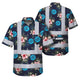 Dark Blue And Flowers Hi-Vis Hawaiian Shirt