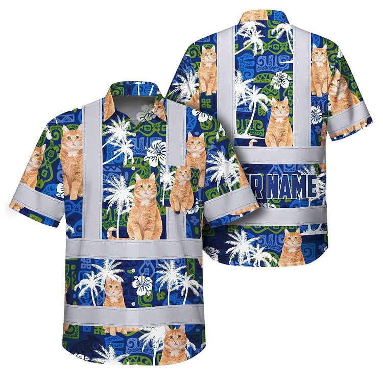Dark Blue Hi-Vis Hawaiian Shirt