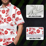 Hi Vis Hawaiian Shirt Reflective Tapes Dark Red And Flowers Custom Name And Logo Safety Workwear For Workers, Truckers, Operators, Company