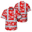 Dark Red And White Flowers Hi-Vis Hawaiian Shirt