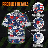 Hi Vis Hawaiian Shirt Reflective Tapes Eagle US Flag Flower  Custom Name Safety Workwear For Workers, Truckers, Operators