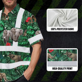 Hi Vis Hawaiian Shirt Reflective Tapes Elephant Flowers Custom Name Safety Workwear For Workers, Truckers, Operators