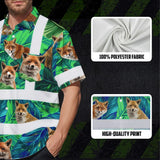 Hi Vis Hawaiian Shirt Reflective Tapes Fox Flowers Custom Name Safety Workwear For Workers, Truckers, Operators