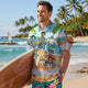 Funny Skeleton Beach Surfing Hi-Vis Hawaiian Shirt