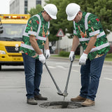 Hi Vis Hawaiian Shirt Reflective Tapes Giraffe Flowers Custom Name Safety Workwear For Workers, Truckers, Operators