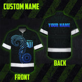 Hi Vis Hawaiian Shirt Reflective Tapes Gradient Blue Neon Hawaii Custom Name