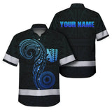 Hi Vis Hawaiian Shirt Reflective Tapes Gradient Blue Neon Hawaii Custom Name