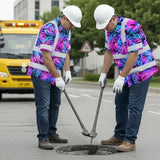 Choose Pack Hi Vis Hawaiian Shirt Reflective Tapes Gradient Blue Violet Custom Name Safety Workwear For Workers, Truckers, Operators