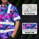 Choose Pack Hi Vis Hawaiian Shirt Reflective Tapes Gradient Blue Violet Custom Name Safety Workwear For Workers, Truckers, Operators