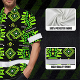 Hi Vis Hawaiian Shirt Reflective Tapes Gradient Green Native Custom Name Safety Workwear For Workers, Truckers, Operators