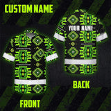 Hi Vis Hawaiian Shirt Reflective Tapes Gradient Green Native Custom Name Safety Workwear For Workers, Truckers, Operators