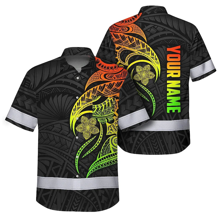 Gradient Green Orange Hi-Vis Hawaiian Shirt