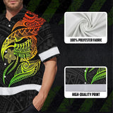 Hi Vis Hawaiian Shirt Reflective Tapes Gradient Green Orange Polynesian Tribal Custom Name Safety Workwear For Workers, Truckers, Operators