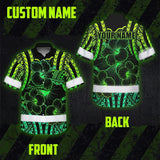 Hi Vis Hawaiian Shirt Reflective Tapes Gradient Green Polynesian Custom Name Safety Workwear For Workers, Truckers, Operators