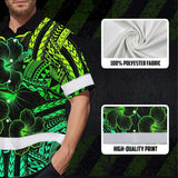 Hi Vis Hawaiian Shirt Reflective Tapes Gradient Green Polynesian Custom Name Safety Workwear For Workers, Truckers, Operators