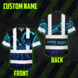 Hi Vis Hawaiian Shirt Reflective Tapes Gradient Turtle Hawaiian Polynesian Tribal Custom Name