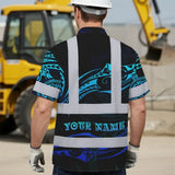 Hi Vis Hawaiian Shirt Reflective Tapes Gradient Turtle Hawaiian Polynesian Tribal Custom Name