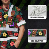 Hi Vis Hawaiian Shirt Reflective Tapes Green And Flower Tiki Custom Name Safety Workwear For Workers, Truckers, Operators