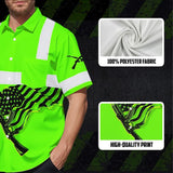 Hi Vis Hawaiian Shirt Reflective Tapes Green Black Neon Gun US Flag