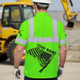 Hi Vis Hawaiian Shirt Reflective Tapes Green Black Neon Gun US Flag