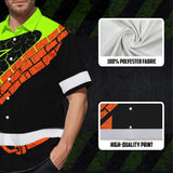Hi Vis Hawaiian Shirt Reflective Tapes Green Bricklayer Custom Name Safety Workwear