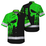 Hi Vis Hawaiian Shirt Reflective Tapes Green Camo Neon Skull Gun