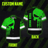 Hi Vis Hawaiian Shirt Reflective Tapes Green Camo Neon Skull Gun
