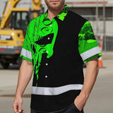 Hi Vis Hawaiian Shirt Reflective Tapes Green Camo Neon Skull Gun