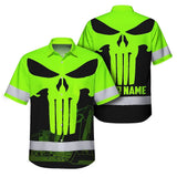 Hi Vis Hawaiian Shirt Reflective Tapes Green Excavator Operator Custom Name
