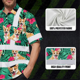 Hi Vis Hawaiian Shirt Reflective Tapes Green Flowers Custom Name And Image Safety Workwear For Workers, Truckers, Operators, Company, Pet Lovers