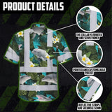 Hi Vis Hawaiian Shirt Reflective Tapes Green Flowers Dolphin Custom Name Safety Workwear For Workers, Truckers, Operators, Company
